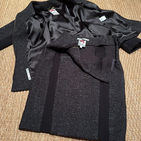 YOANA BARASCHI BLACK TWO PIECE SKIRT SUIT KNIT PANELS ALLOVER ZIPPER DETAILS S - Picture 14 of 15